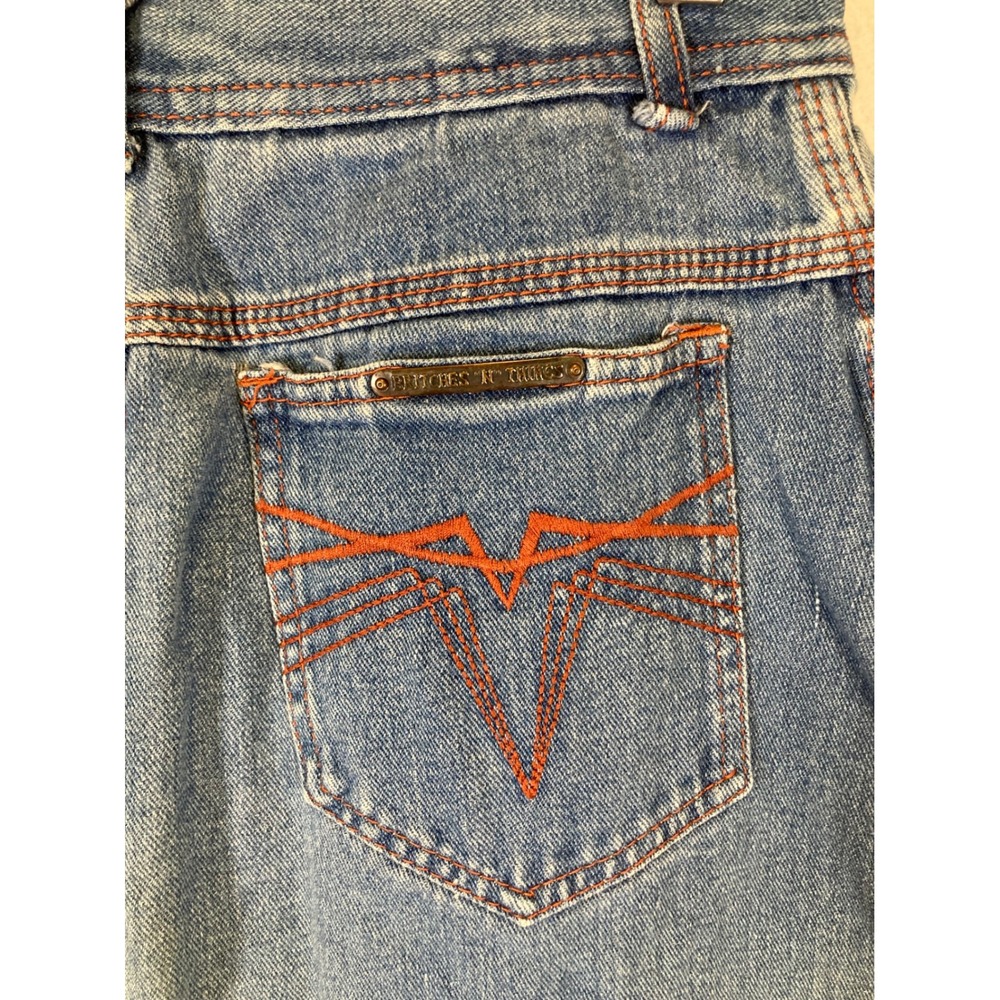 Vintage Britches n Things Women 11 Blue Denim High Rise Midi Skirt‎ Front Slit - Picture 6 of 9